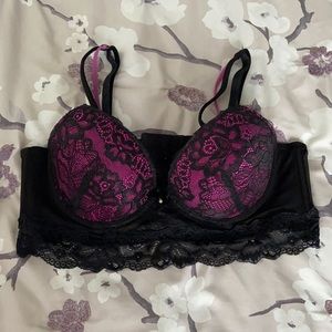 Hot Pink/Black Lace Bra